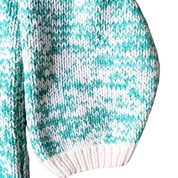 OVERSIZED Retro Chunky Knit Green-Icelandic Fisherman Boho Pullover Sweater. 2X - Picture 7 of 7